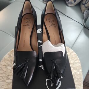 Banana Republic Black Leather Tassel Heels for Women